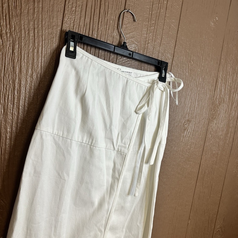NWT Sabo Haven Wrap Skirt White Cotton Sz 4 (S) Midi Length Vacation Resort Wear - Picture 3 of 10